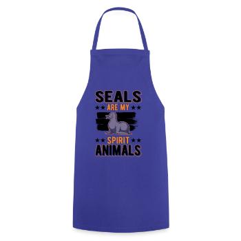 Sea Lion Spirit animal Seal - Cooking Apron - royal blue - Front - AI Model Male 185 dark (185cm)