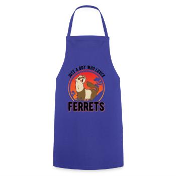 Juste un garçon qui aime Ferrets Frettchen - Tablier de cuisine - bleu royal - Devant - AI Model Male 185 dark (185cm)