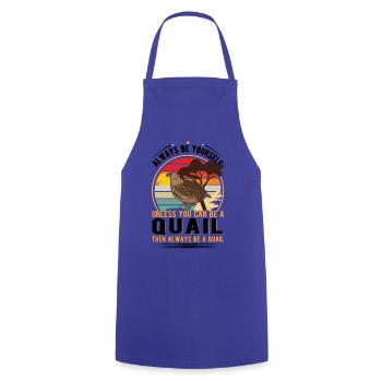 Quail Gift Dwarf Quail - Cooking Apron - royal blue - Front - AI Model Male 185 dark (185cm)
