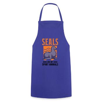 Seal Spirit Animal Sea Lion - Cooking Apron - royal blue - Front - AI Model Male 185 dark (185cm)