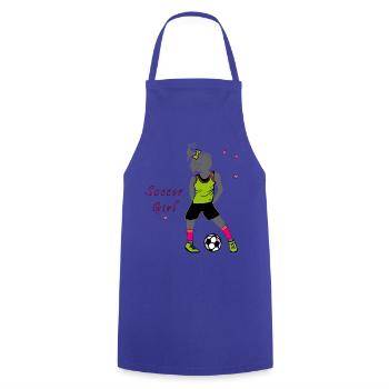 Soccer Girl, Football - Cooking Apron - royal blue - Front - AI Model Male 185 dark (185cm)