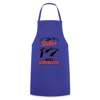 La vie est meilleure avec un Running Duck Laufente - Tablier de cuisine - bleu royal - Devant - AI Model Male 185 dark (185cm)
