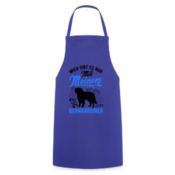 Mich gibt es nur mit meinem Bernhardiner - Kochschürze - Royalblau - Vorne - AI Model Male 185 dark (185cm)