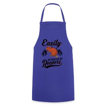 Easily distracted by Beavers Beaver - Cooking Apron - royal blue - Front - AI Model Male 185 dark (185cm)