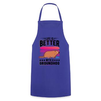 Life is better with a Groundhog Marmot - Cooking Apron - royal blue - Front - AI Model Male 185 dark (185cm)
