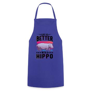 Life is better with a Hippo Nilpferd Flusspferd - Cooking Apron - royal blue - Front - AI Model Male 185 dark (185cm)