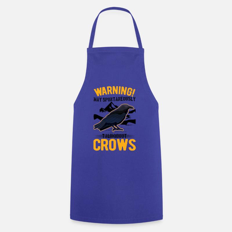 Warning Crow Gift Raven Crow - Cooking Apron - royal blue