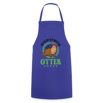 Life is better with an Otter Otter Sea Otter - Cooking Apron - royal blue - Front - AI Model Male 185 dark (185cm)