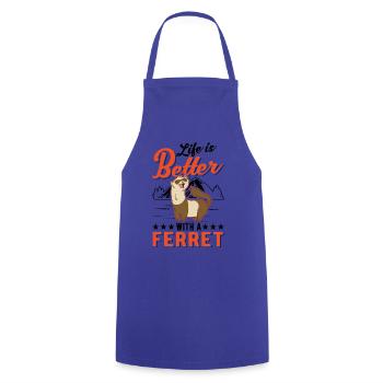 La vie est meilleure avec un furet Frettchen - Tablier de cuisine - bleu royal - Devant - AI Model Male 185 dark (185cm)