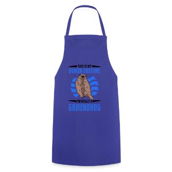 Groundhog Human Costume Murmeltier Marmot - Kochschürze - Royalblau - Vorne - AI Model Male 185 dark (185cm)