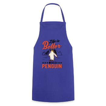 Das Leben ist besser mit einem Pinguin - Kochschürze - Royalblau - Vorne - AI Model Male 185 dark (185cm)