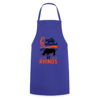 Easily distracted by Rhinos Rhino - Cooking Apron - royal blue - Front - AI Model Male 185 dark (185cm)
