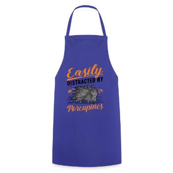 Easily distracted by Porcupine Porcupine - Cooking Apron - royal blue - Front - AI Model Male 185 dark (185cm)