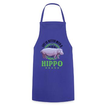 La vie est meilleure avec un hippopotame - Tablier de cuisine - bleu royal - Devant - AI Model Male 185 dark (185cm)