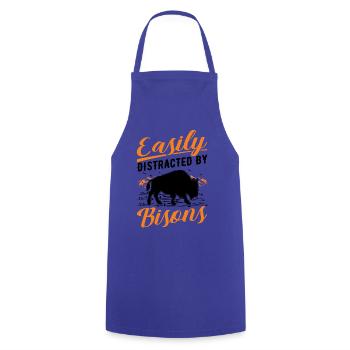 Facilement distrait par les bisons Buffle d’eau Buffle - Tablier de cuisine - bleu royal - Devant - AI Model Male 185 dark (185cm)