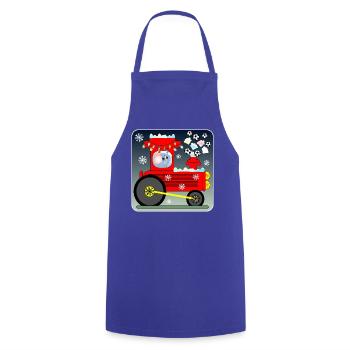 Fußball Lokomotive MAUS - Kochschürze - Royalblau - Vorne - AI Model Male 185 dark (185cm)