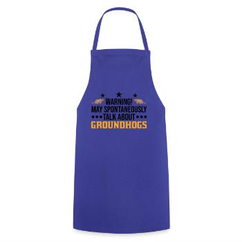 Warning Groundhog Day Woodchuck - Cooking Apron - royal blue - Front - AI Model Male 185 dark (185cm)