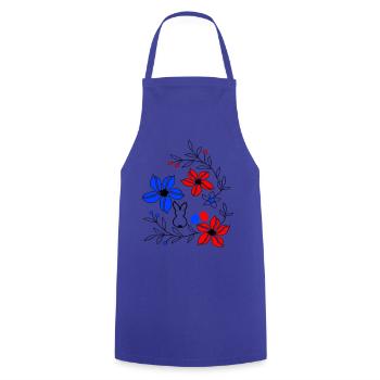 Pâques, vrilles florales - Tablier de cuisine - bleu royal - Devant - AI Model Male 185 dark (185cm)