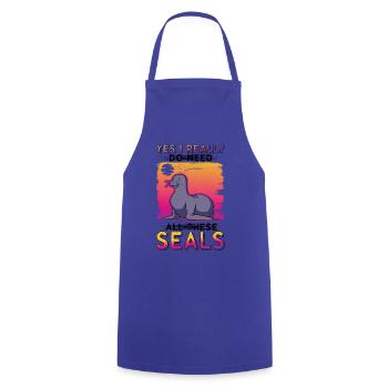 Cadeau de phoque Phoque Lion de mer - Tablier de cuisine - bleu royal - Devant - AI Model Male 185 dark (185cm)