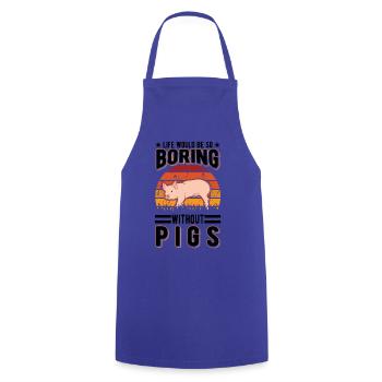 Pig Gift Farmer Pig - Cooking Apron - royal blue - Front - AI Model Male 185 dark (185cm)