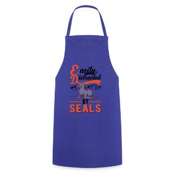 Easily distracted by Seal Robbe Sea Lion - Cooking Apron - royal blue - Front - AI Model Male 185 dark (185cm)