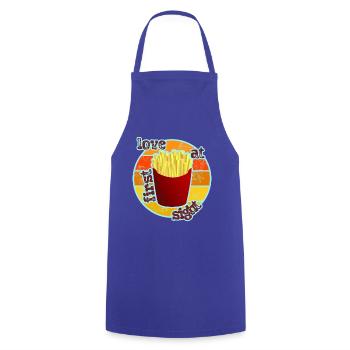 Pommes - French Fries - Cooking Apron - royal blue - Front - AI Model Male 185 dark (185cm)