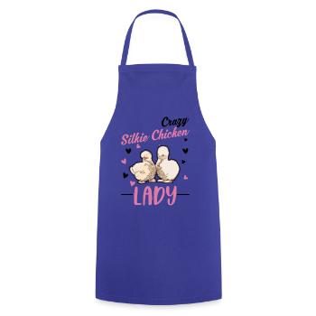 Crazy Silk Chicken Woman - Cooking Apron - royal blue - Front - AI Model Male 185 dark (185cm)