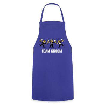 Team Groom (Stag Party, Caricature, Dance, 3C, W) - Cooking Apron - royal blue - Front - AI Model Male 185 dark (185cm)