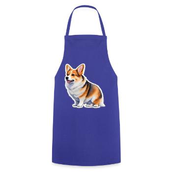 Corgi gallois - Tablier de cuisine - bleu royal - Devant - AI Model Male 185 dark (185cm)