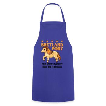 Shetland Pony 4 Hufen 2 Beine Ein Team - Kochschürze - Royalblau - Vorne - AI Model Male 185 dark (185cm)
