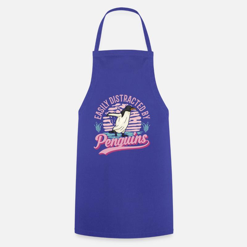 Facilement distrait par Pinguin Pinguin - Tablier de cuisine - bleu royal