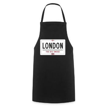 Londoner Ortsschild - Kochschürze - Schwarz - Vorne - AI Model Male 185 dark (185cm)