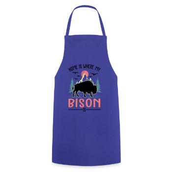 La maison est là où se trouve mon buffle - Tablier de cuisine - bleu royal - Devant - AI Model Male 185 dark (185cm)