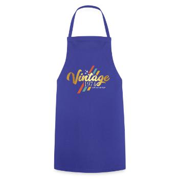 Vintage 1974 Anniversaire Dictons Style Rétro - Tablier de cuisine - bleu royal - Devant - AI Model Male 185 dark (185cm)