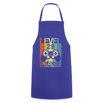 Level 29 Unlocked official teenager - Cooking Apron - royal blue - Front - AI Model Male 185 dark (185cm)