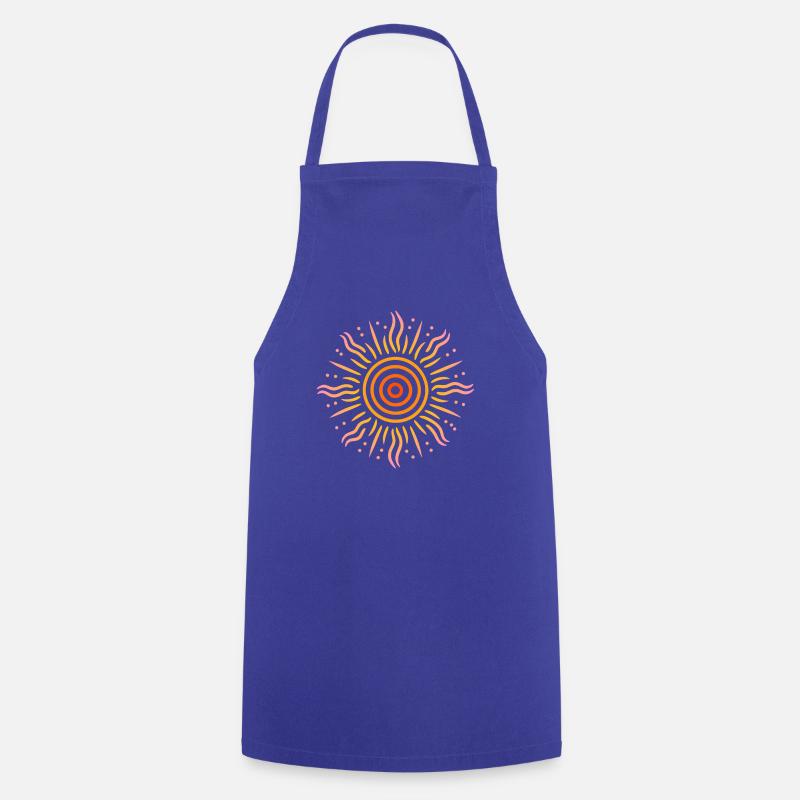 Sun Tribal Patterns Yellow Red Pink - Cooking Apron - royal blue
