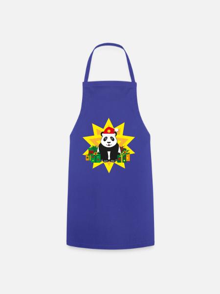 Panda mit Weihnachtsmütze und Stern. - Kochschürze - Royalblau