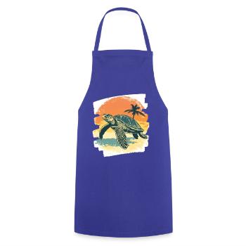 Sea Turtle Retro - Cooking Apron - royal blue - Front - AI Model Male 185 dark (185cm)