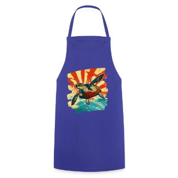 Sea Turtle Retro - Cooking Apron - royal blue - Front - AI Model Male 185 dark (185cm)
