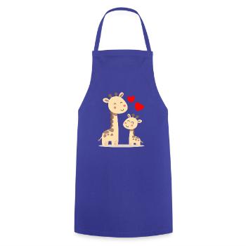 Baby Giraffe mit Mami Giraffe - Kochschürze - Royalblau - Vorne - AI Model Male 185 dark (185cm)