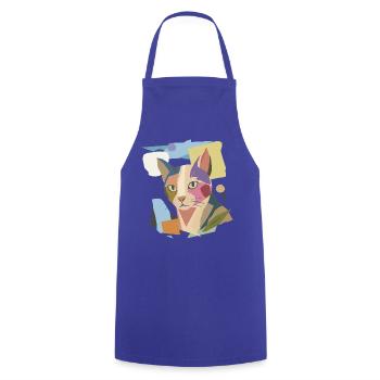 Abstrakte Katze im modernen Farbblock-Design - Kochschürze - Royalblau - Vorne - AI Model Male 185 dark (185cm)