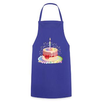 Motif de cupcake d’anniversaire coloré avec bougie - Tablier de cuisine - bleu royal - Devant - AI Model Male 185 dark (185cm)
