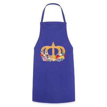 Crown of wheat with flowers – symbol of nature and harvest - Cooking Apron - royal blue - Front - AI Model Male 185 dark (185cm)