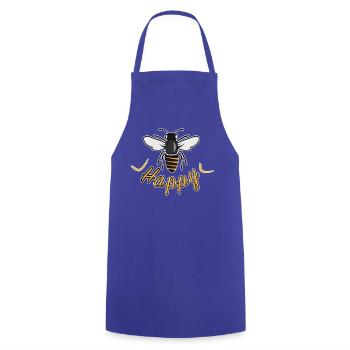 Happy bee with 'Happy' lettering - Cooking Apron - royal blue - Front - AI Model Male 185 dark (185cm)