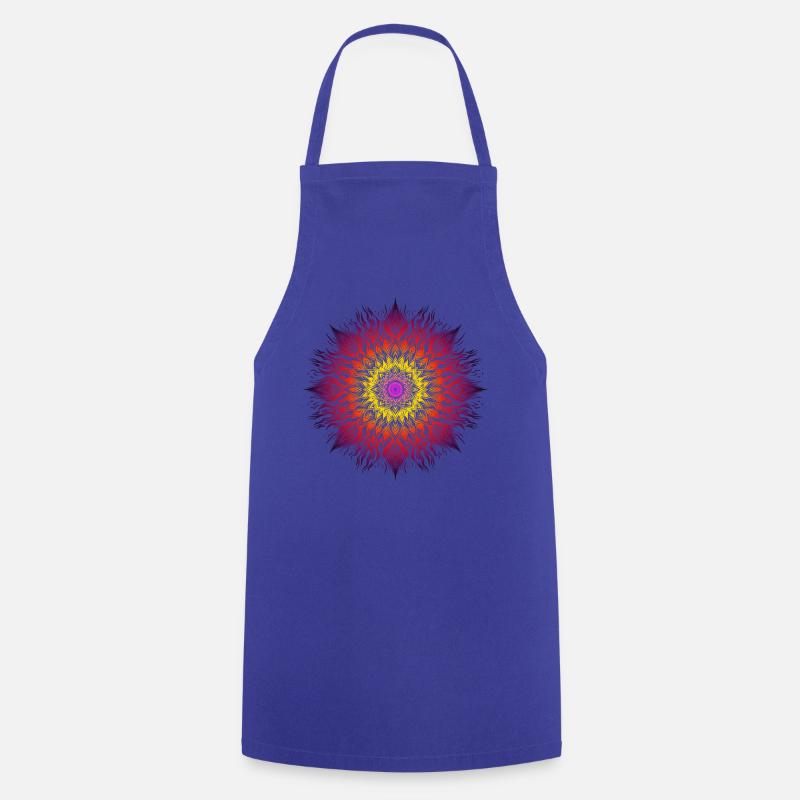 Psychedelic Fire Mandala - Cooking Apron - royal blue