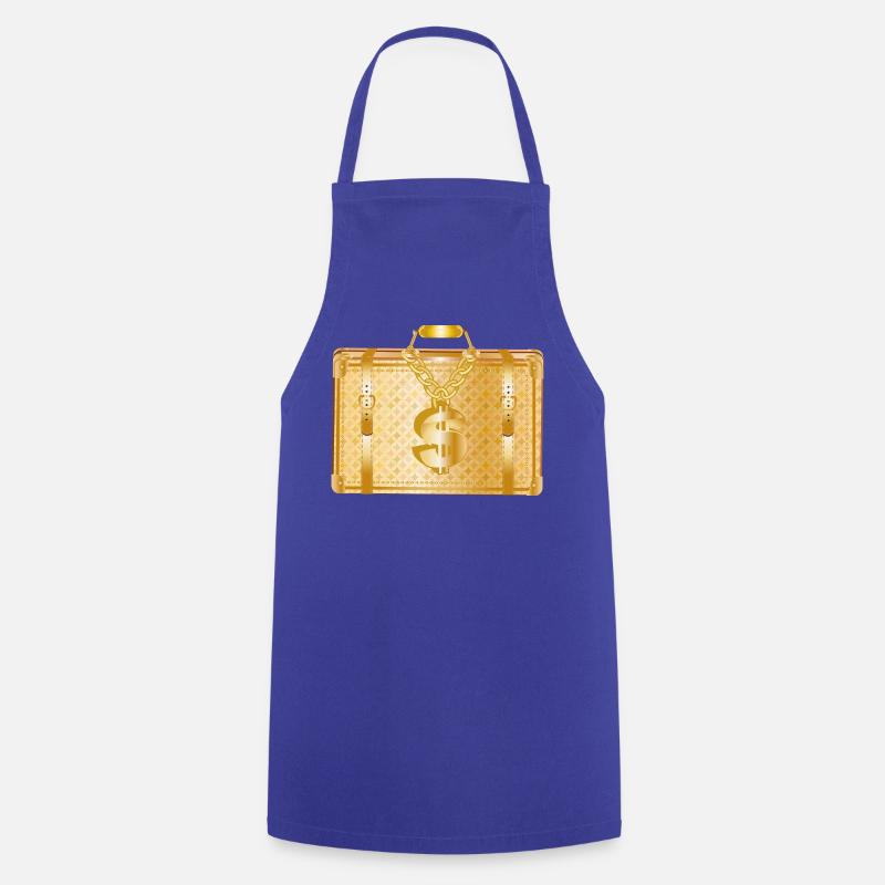 Valise de luxe dorée avec signe dollar - Tablier de cuisine - bleu royal