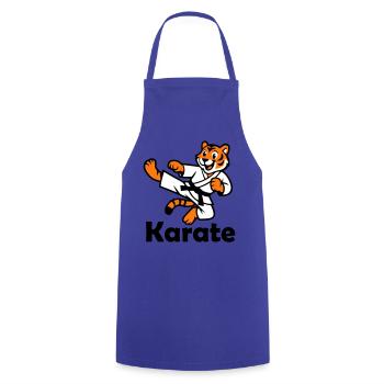 Karate Tiger - Kochschürze - Royalblau - Vorne - AI Model Male 185 dark (185cm)