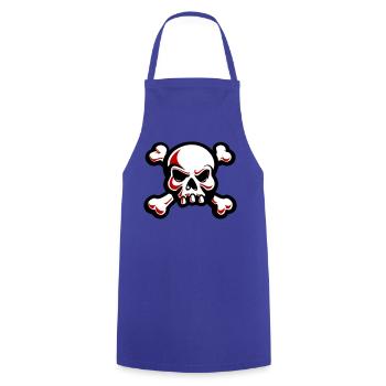 Totenkopf Skelett Knochen Symbol - Kochschürze - Royalblau - Vorne - AI Model Male 185 dark (185cm)
