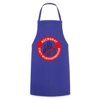Colonne vertébrale au lieu de manger des saucisses ! COULEURS SOUHAITÉES Bande dessinée - Tablier de cuisine - bleu royal - Devant - AI Model Male 185 dark (185cm)