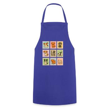 Adorable Puppy Dog Collection with Love Motif - Cooking Apron - royal blue - Front - AI Model Male 185 dark (185cm)